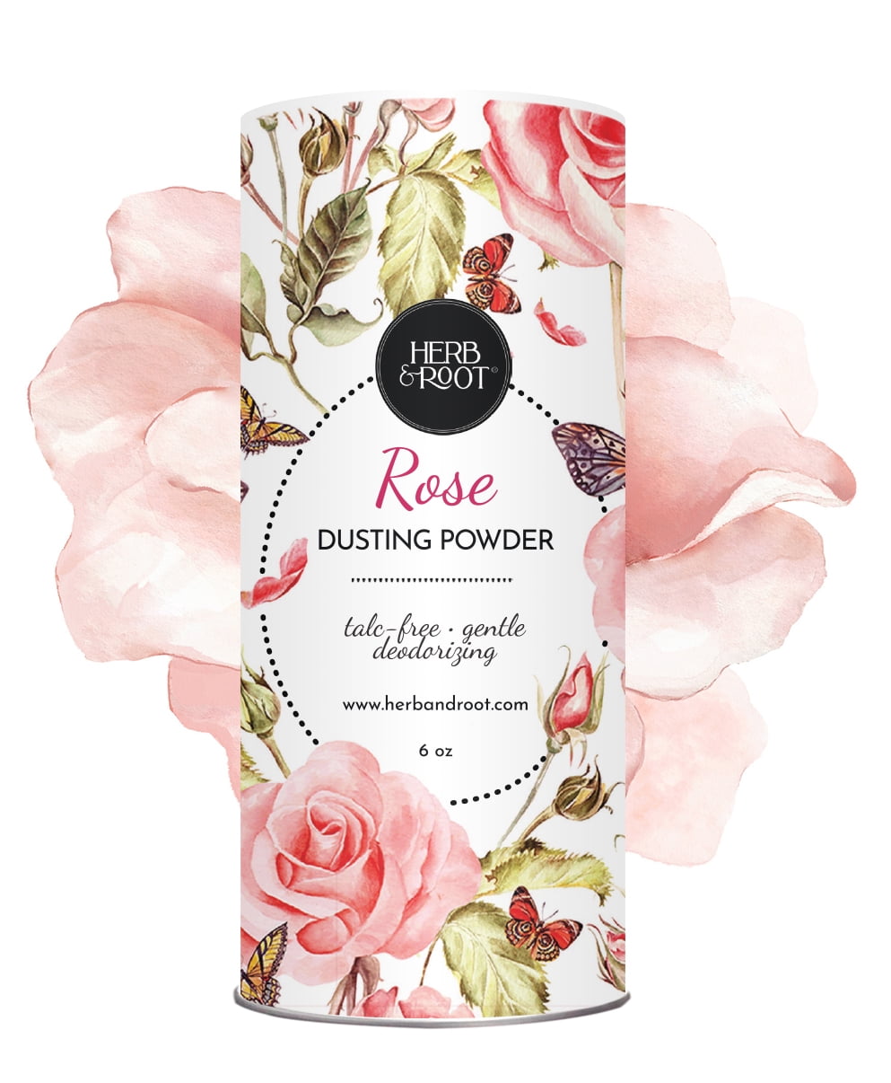 Herb & Root Fresh Bath Rose Fragrance Body Powder, Talc Free Dusting ...