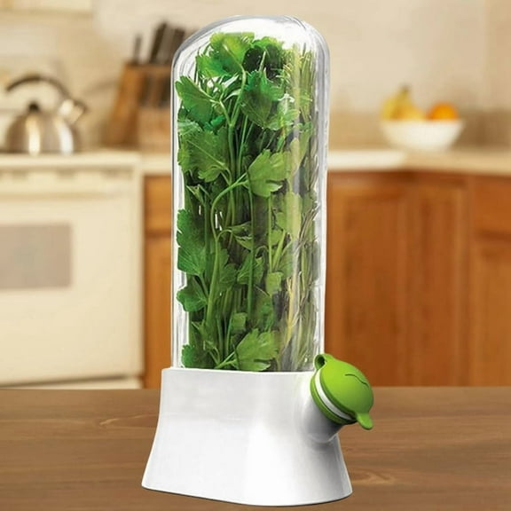 Herb Saver Container Anti-Crush Eco-Fresh Cup Vegetable and Herb Fresh-Keeping Cup with Water Reservoir Case White