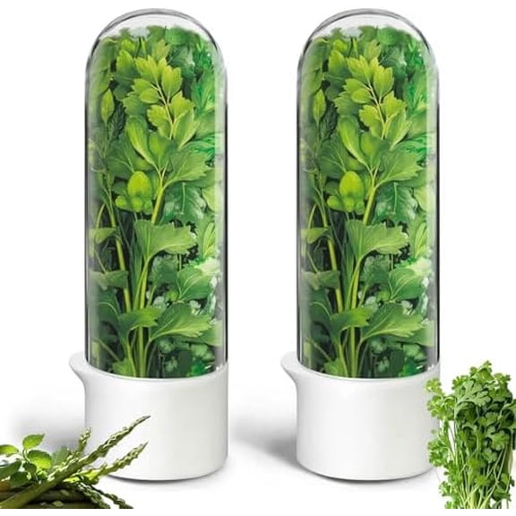 Herb Saver, Herb Keeper for Refrigerator, Cilantro Container for Fridge, Fresh Herbs Lettuce Vegetable Preservation Bottle Keeper Parsley Mint Refrigerator Storage for Fresh for 2-3 Weeks