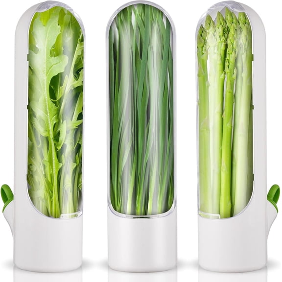 Herb Saver Pod Herb Keeper Vegetable Fresh Cilantro Containers for Refrigerator Keeping Bottle Herb Preserver for Mint Fridge Storage, Keeps Greens Fresh for 2-3 Weeks (3 Pcs)