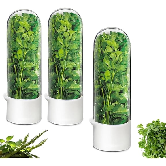 Herb Saver for Refrigerator - Herb Keeper & Cilantro Container for Fridge | Vegetable Preservation Storage Container for Cilantro, Basil, Asparagus | Extends Freshness Up to 2-3 Weeks