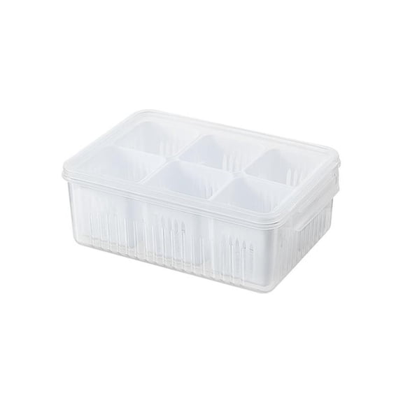 Herb Saver and Scallion Storage Container for Fridge, Ginger Garlic Onion Keeper with Removable Drain Tray, BPA-Free Airtight Vegetable Crisper, Fresh Food Storage Box for Kitchen, White