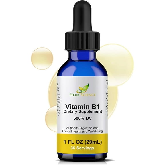 Herb-Science Vitamin B1 (Thiamine), Alcohol-Free Liquid Drops Extract, Support Digestion, Maintain Proper Mental Function & Convert Foods into Energy