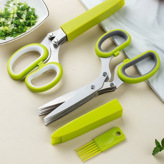 Herb Scissors 5 Blade Stainless Steel Kitchen Shears for Chopping Green Onions, Cilantro, Vegetables and Baby Food