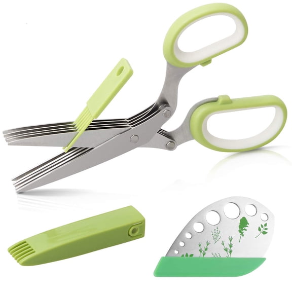 Herb Scissors Herb Stripper Set, Safe Cover, Cleaning Comb Multi-blade Herb Shears 2 IN 1 Herb Tools Kits