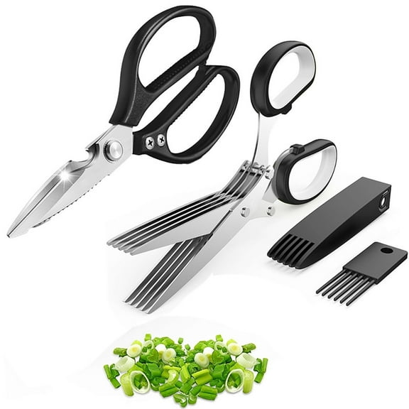 Herb Scissors, Kitchen Shears Multipurpose Cutting Herb Stripper, Kitchen Shears Dishwasher Safe, Kitchen Scissors for Cutting Herbs and PapersBlack