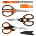 thumbnail image 1 of Herb Scissors Kitchen Scissors Set Anti-Rust Stainless Steel Heavy Duty Food Shears with 5 Blades Chive Cutter Razor Sharp Poultry Shears Seafood Scissors Blade Cover Cooking Brush Dishwasher Safe, 1 of 10