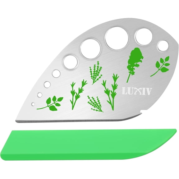 Herb Stripper 9 holes, PETGLE Stainless Steel Kitchen Herb Stripping Tool Loose Leaf Kale Razor Metal Leaf Pealer for Kale, Chard, Collard Greens, Thyme, Basil, Rosemary