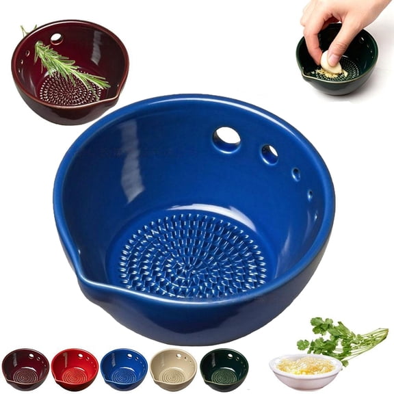 Herb Stripper Bowl with Grater - Resin Herb Stripper Tool with 5 Hole Sizes – Efficient Peeling Kitchen Tools Supplies for Salads & Cooking Peeling off the Leafy Assembly