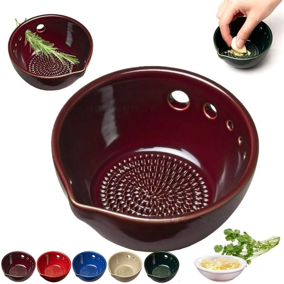 Herb Stripper Bowl with Grater - Resin Herb Stripper Tool with 5 Hole Sizes – Efficient Peeling Kitchen Tools Supplies for Salads & Cooking Peeling off the Leafy Assembly