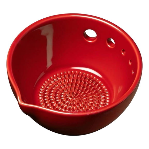 Herb Stripper Kitchen Tool 5-Hole Leaf Remover | Garlic Grinding Bowl With Spout – Ceramic Food-Grade | Thyme Rosemary Kale Mincer | Precision Juicer | Compact 12cm | Dishwasher Microwave Freezer