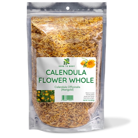 Herb To Body Calendula Flowers Whole | Calendula Officinalis | Wildcrafted | 4oz