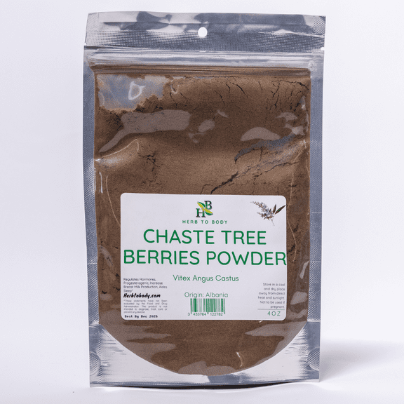 Herb To Body Chaste Tree Berries Powder | Vitex Angus Castus | Wildcrafted | 4oz