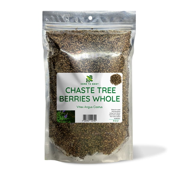 Herb To Body Chaste Tree Berries Whole | Vitex Angus Castus | Wildcrafted | 4oz