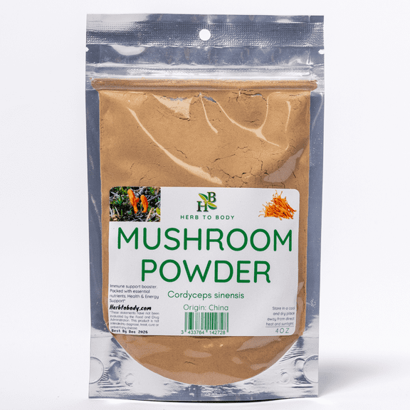 Herb To Body Cordyceps Mushroom Powder | Cordyceps Sinensis | Wildcrafted | 4oz