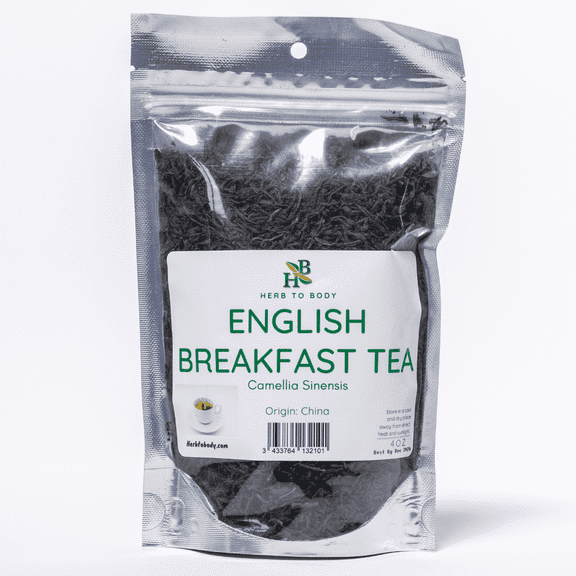 Herb To Body English Breakfast Tea - Camellia sinensis, Loose Leaf Tea for Brewing, Blends & Traditional Tea Enjoyment, Wildcrafted, 4 Oz