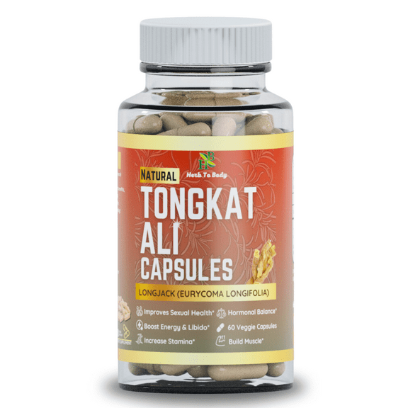 Herb To Body Organic Tongkat Ali Capsules | Longjack (Eurycoma Longifolia) | 60 Capsules | Vegan