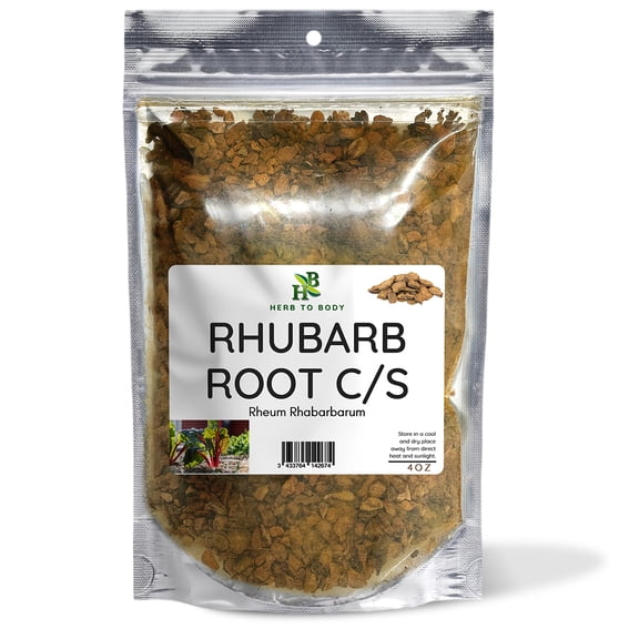 Herb To Body Rhubarb Root C/S - Rheum Rhaponticum, Non GMO, Gluten Free & Vegan, Cut & Sifted Root for Tea, Herbal Blends & Traditional Preparations, Wildcrafted, 4oz