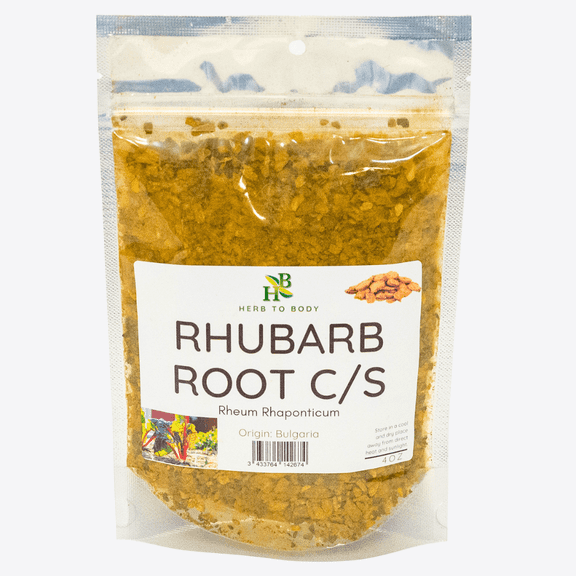 Herb To Body Rhubarb Root C/S - Rheum Rhaponticum, Non GMO, Gluten Free & Vegan, Cut & Sifted Root for Tea, Herbal Blends & Traditional Preparations, Wildcrafted, 4oz