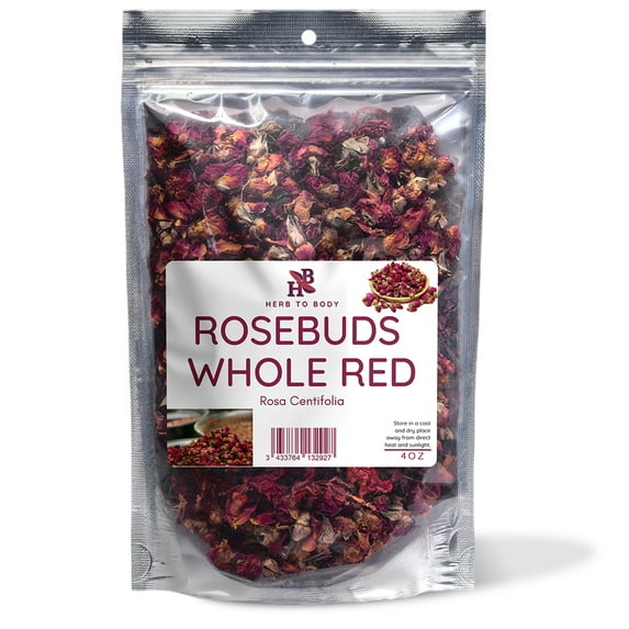 Herb To Body Rosebuds Whole Red | Rosa Centifolia | Wildcrafted | 4oz