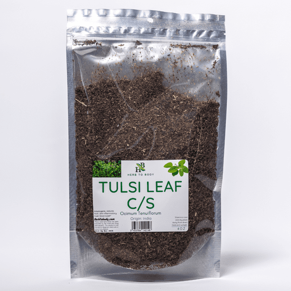 Herb To Body Tulsi Leaf C/S | Cut & Sifted | Ocimum Tenuiflorum | Wildcrafted | 4oz