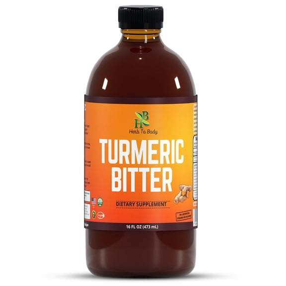 Herb To Body Turmeric Bitters Liquid 16oz - with Turmeric Root and Natural Herbal Blend