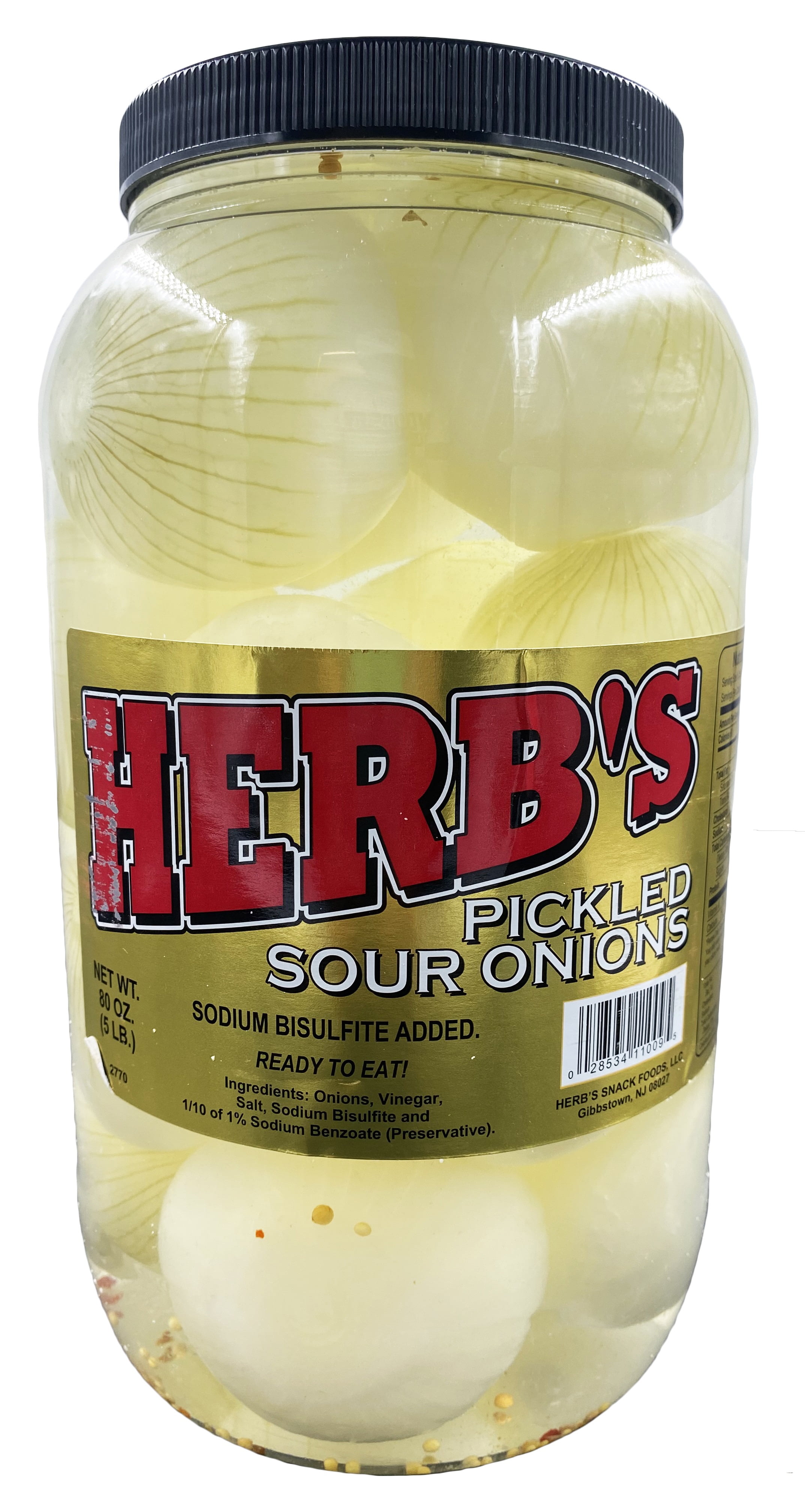Herb's Pickled Sour Onions | 1 Gallon Jar - 80oz Net Wt | Ready To Eat