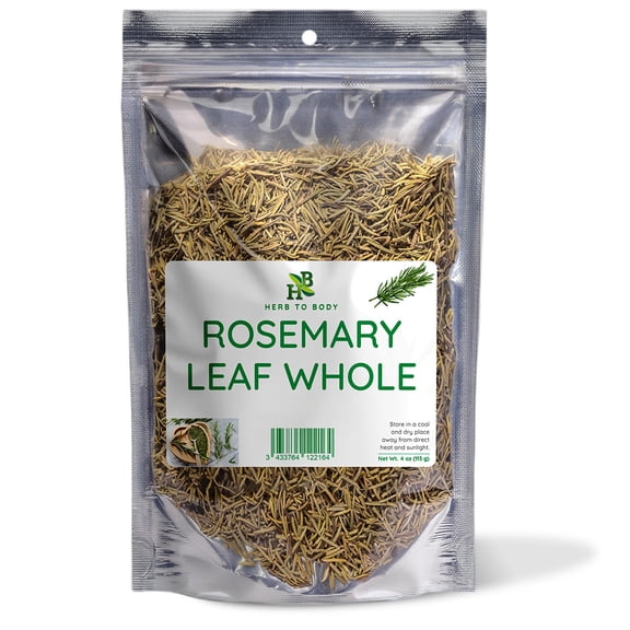 Herb to Body Brand Rosemary Leaf Whole 4oz - Rosmarinus officinales - Culinary Herb - Aromatic and Flavorful Herb for Cooking and Seasoning