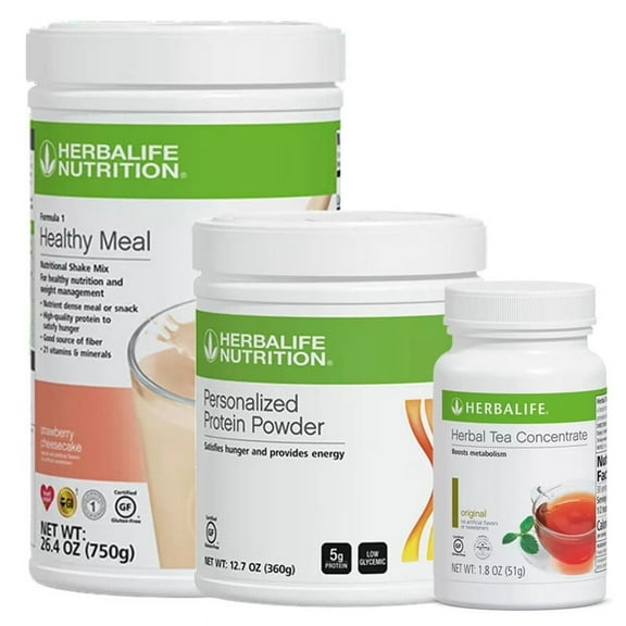 Herba life. Herbal Tea Concentrate (Original Flavor 1.8 Oz) with Formula 1 Strawberry Cheesecake and Personalized Protein Powder