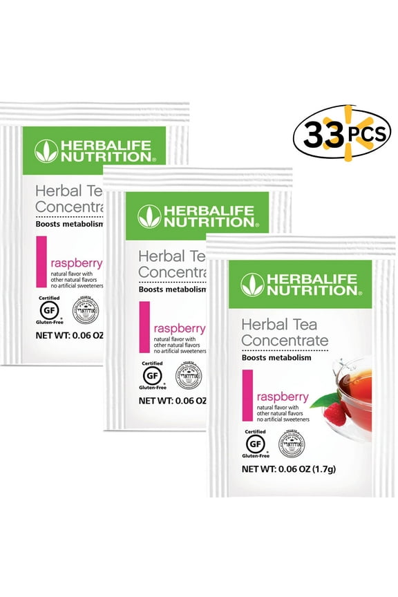 Herba life. Herbal Tea Concentrate: Raspberry Flavor Gluten Free, Naturally Flavored (33 Packets)