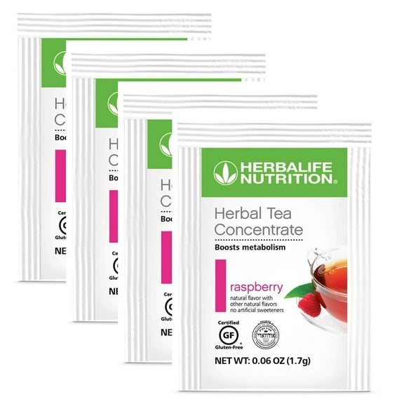 Herba life. Raspberry Herbal Tea Concentrate: Raspberry Flavor (30 Packets) Gluten Free, Naturally Flavored, No Artificial Sweetener
