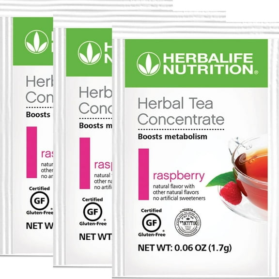 Herba life. Raspberry Herbal Tea Concentrate: Raspberry Flavor – Gluten-Free, Naturally Flavored, No Artificial Sweeteners (30 Packets)