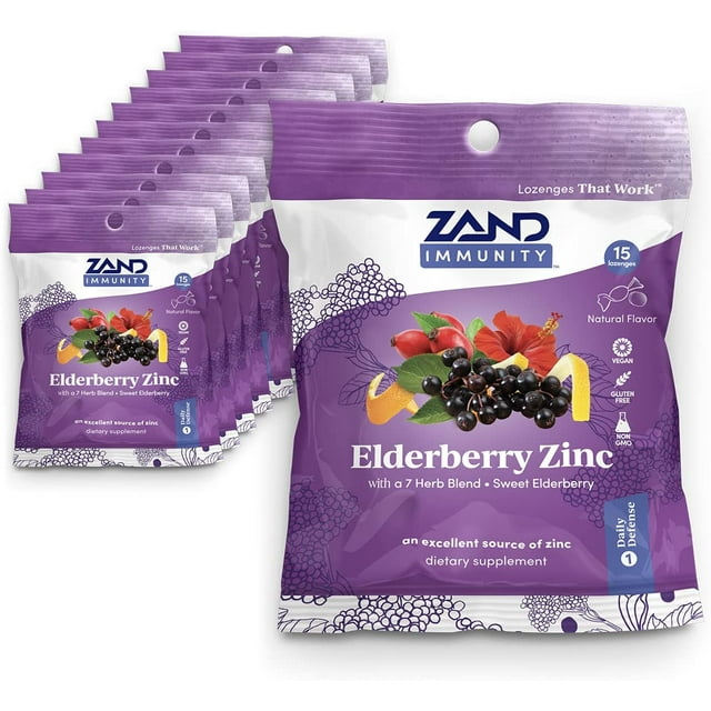 HerbaLozenge Elderberry Zinc, GoodforYou Lozenges for Dry Throats, No