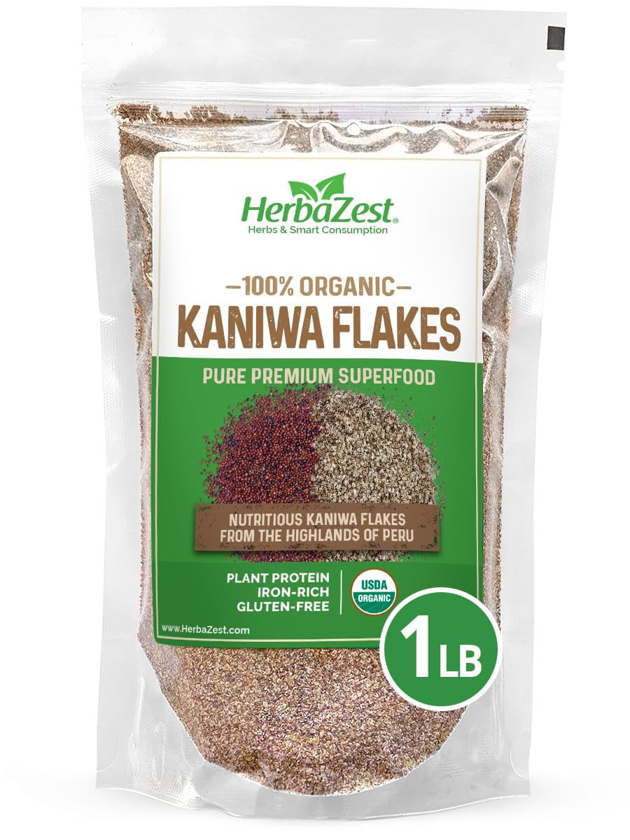 HerbaZest Kaniwa Flakes Organic MMF7 1 LB USDA Certified, Vegan
