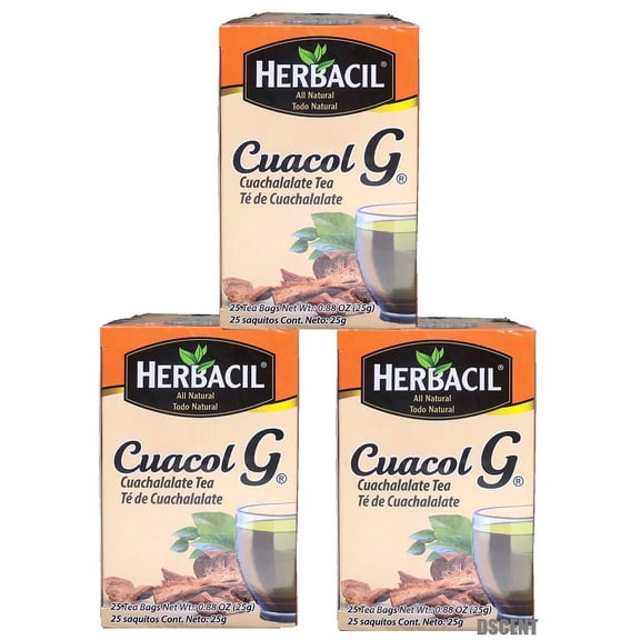 Herbacil All Natural Cuacol G Cuachalalate Tea 25 ct Pack of 3 Total 75 Tea bags