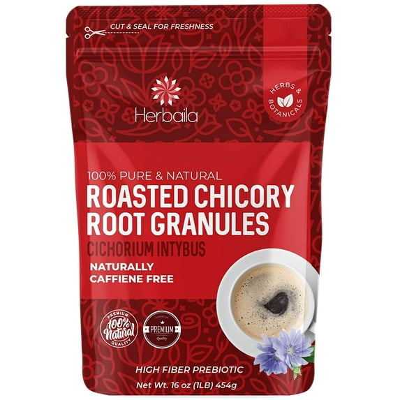 Herbaila Chicory Root Roasted Granules for Chicory Coffee, 1lb / 16oz.