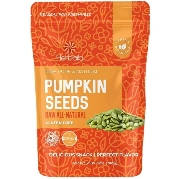 Herbaila Pumpkin Seeds Raw Unsalted, 2 lbs. Pepitas Raw Pumpkin Seeds Unsalted, 32oz