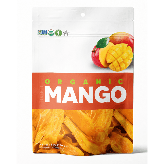 Herbaila Unsweetened Dried Mango Slices, Naturally Sweet Chewy Dried Fruit Snack, 6 oz