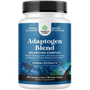 Herbal Adaptogen Mood Support - Calming Adaptogens Supplement for Stress Adrenal & Cortisol Management with Ashwagandha Rhodiola Rosea & Maca Root - Vegan Non GMO & Daytime Friendly