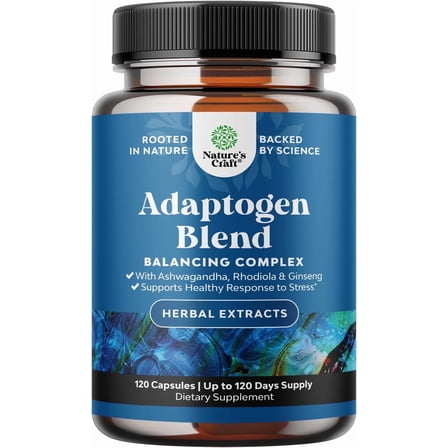Natures Craft Herbal Adaptogenic Mood Support Supplement for Stress & Cortisol Management, 120 Ct