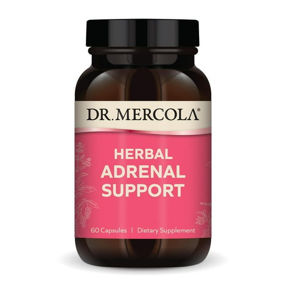 Dr. Mercola Herbal Adrenal Support, 30 Servings (60 Capsules), Dietary Supplement, and Stress Management, Non-GMO