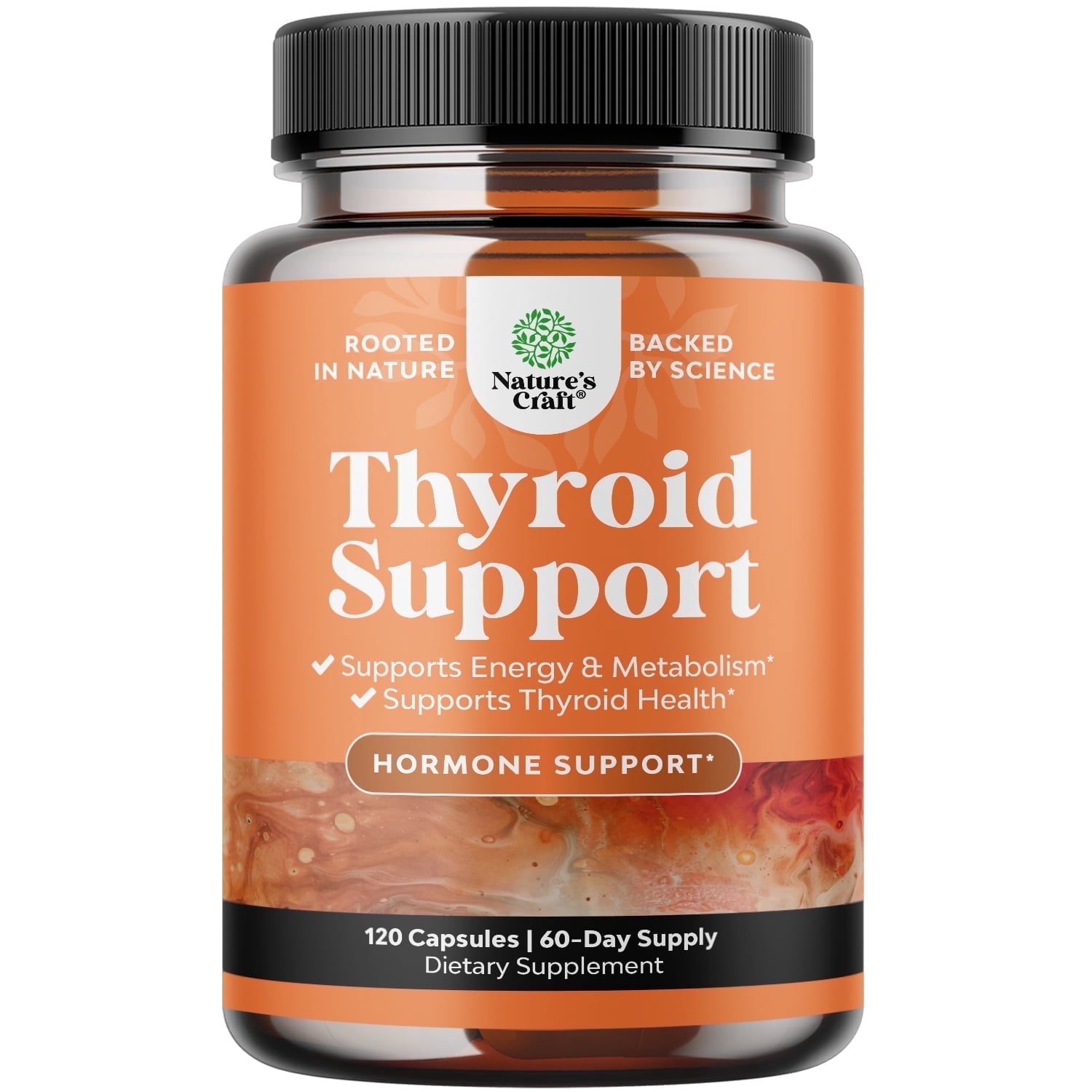 Nature’s Craft Herbal Adrenal & Thyroid Support Supplement with Iodine and L-Tyrosine, 120 Capsules
