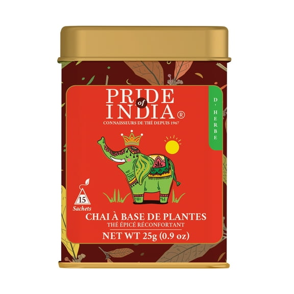 Pride of India Natural Herbal Chai Tea, 15 Tea Bags