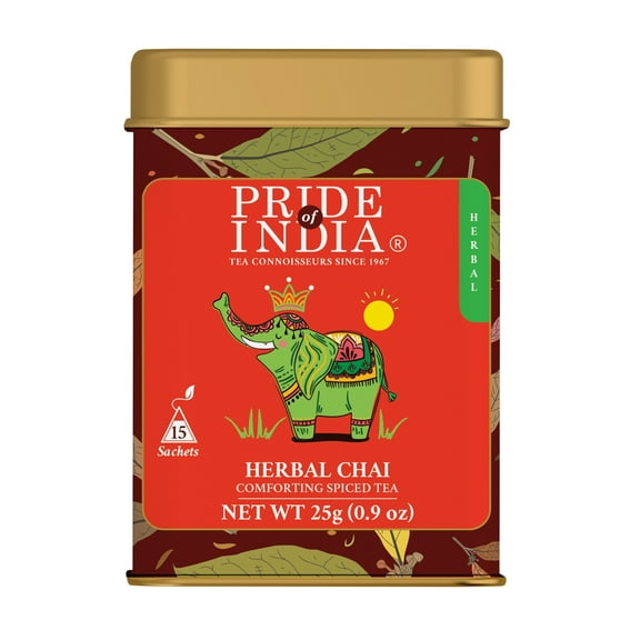 Pride India Herbal Chai (Comforting Spiced Tea), 6 Packs of 25 Tea Bags
