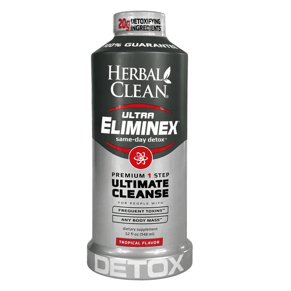 Herbal Clean - Ultra Eliminex, Premium 1 Step Ultimate Cleanse, Same-Day Detox, (Tropical Fruit, 32 fl oz)