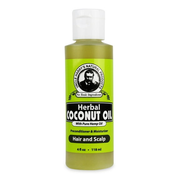 Herbal Coconut Oil for Hair by Uncle Harry's Natural Products (4oz Oil)