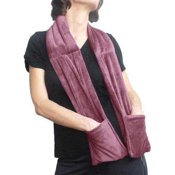 Herbal Concepts Warming Scarf with Hand Pockets, Aromatherapy Hot & Cold Neck Wrap, Mauve