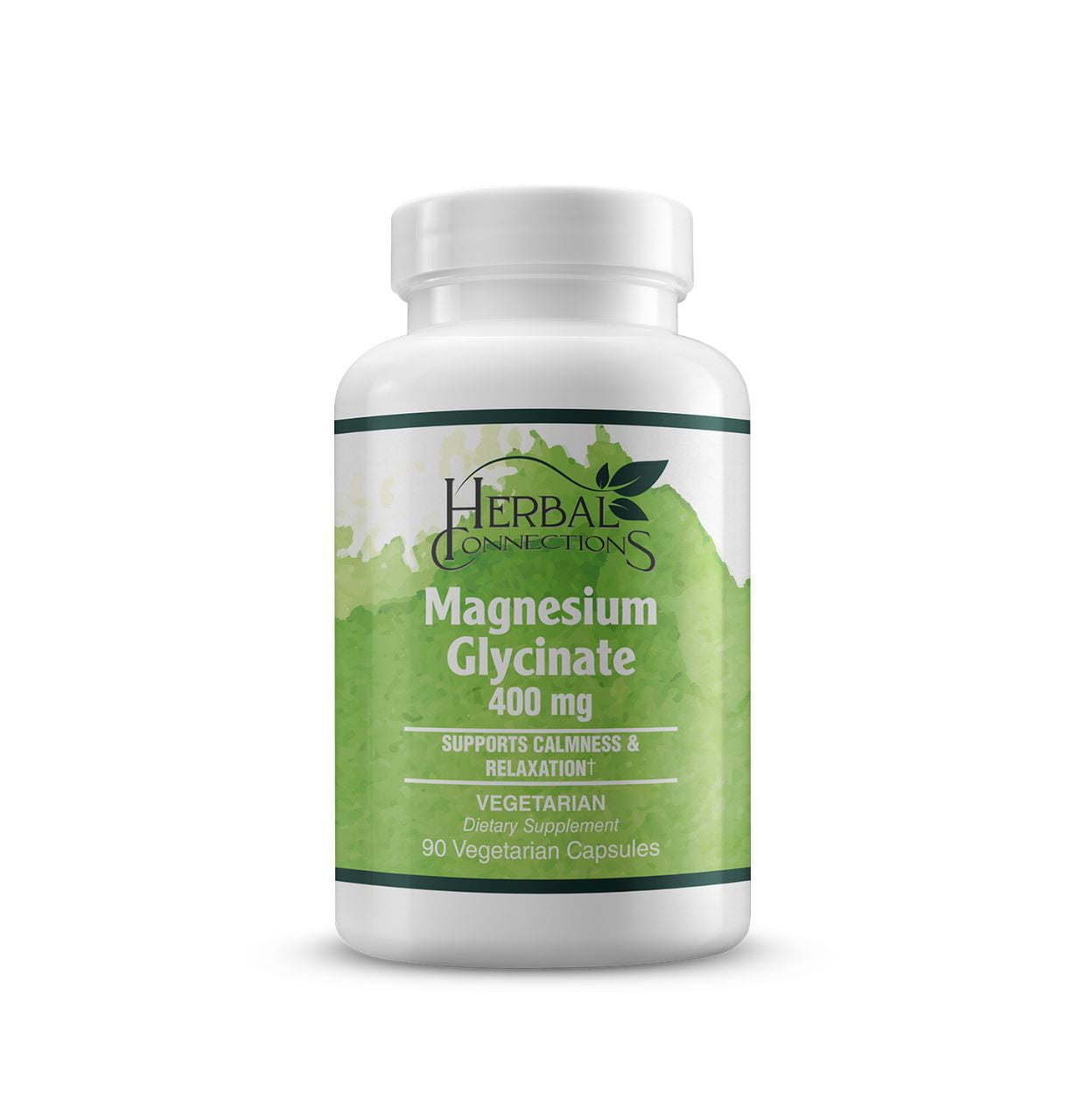 Herbal Connections Vegan Magnesium Glycinate 400mg, Highly Absorbable, Gluten/Soy/DairyFree
