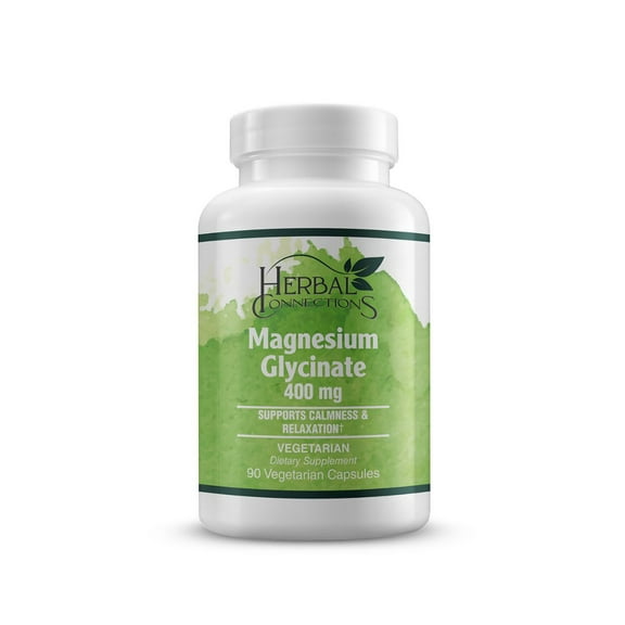 Herbal Connections Magnesium Glycinate  400mg, Highly Absorbable, Bioavailable, Vegan/Vegetarian, Gluten/Soy/Dairy-Free