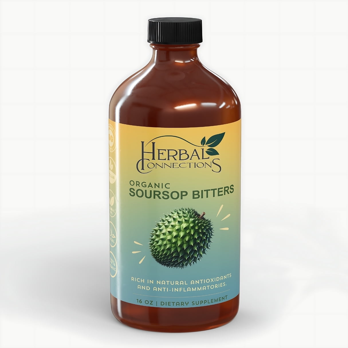 Herbal Connections Organic Soursop Bitter 16 oz Immune Booster, Anti